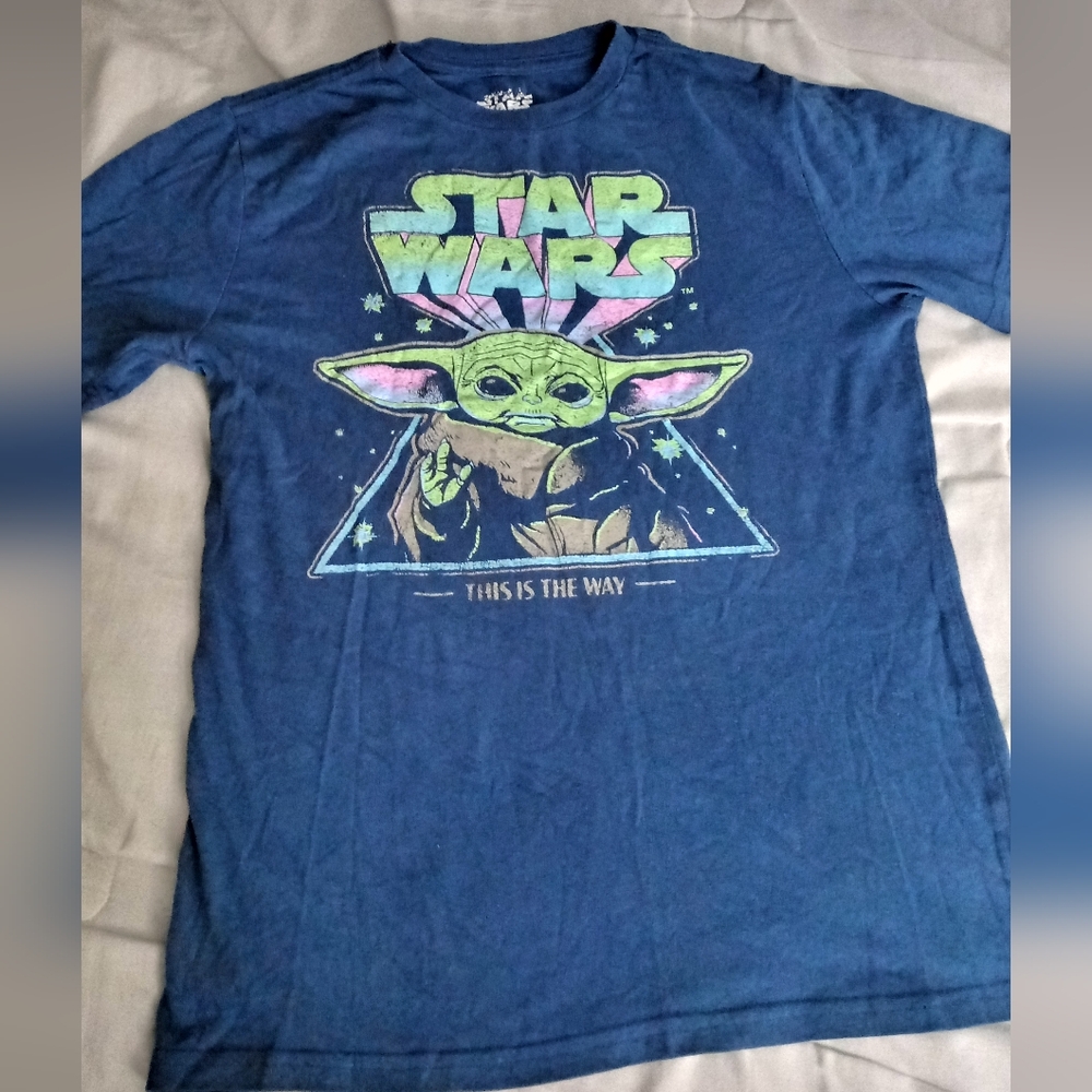 Star Wars- Mad Engine/Size (14-16) Boys/Blue w Baby Yoda Graphic